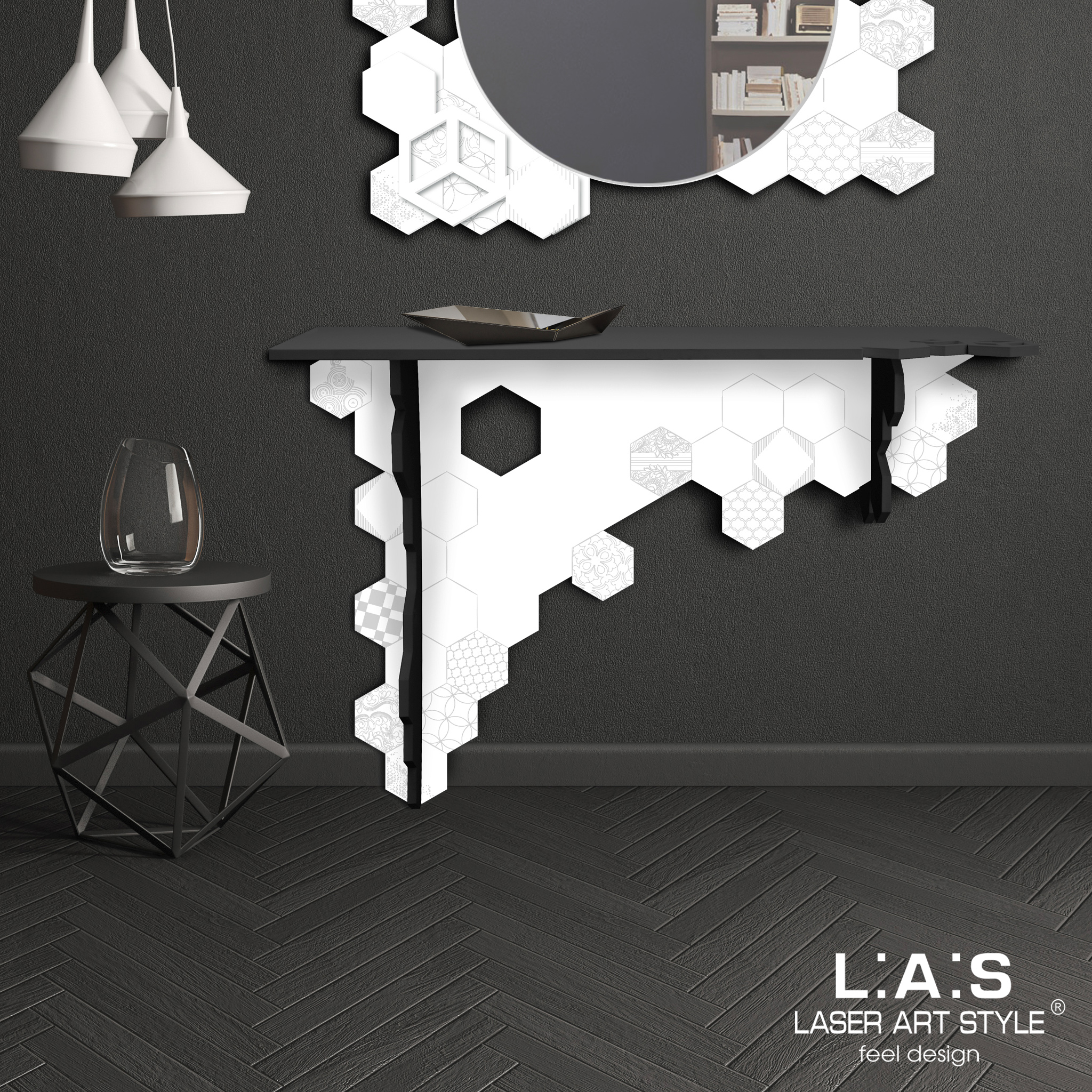 L:A:S Laser Art Style Consolle Ingresso Moderno, Legno, Bianco, 90 x 30 h30  cm : : Casa e cucina