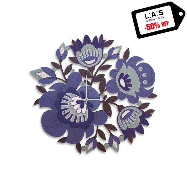 L:A:S - Laser Art Style - OROLOGIO DA PARETE DESIGN FLOREALE – SI-536 DECORO BLUETTE