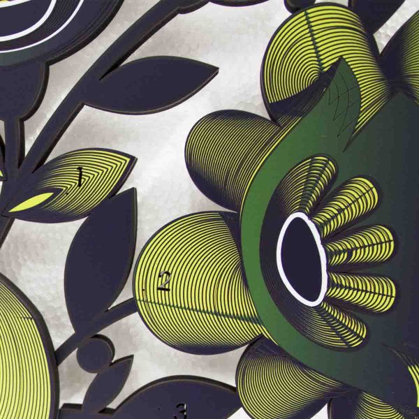 L:A:S - Laser Art Style - OROLOGIO DA PARETE DESIGN FLOREALE SI-537 DECORO VERDE