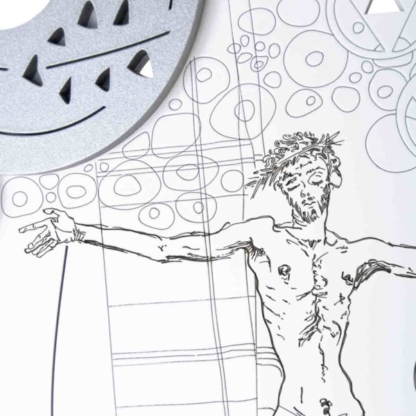 L:A:S - Laser Art Style - CROCIFISSO MODERNO – SI-429L BIANCO – ARGENTO